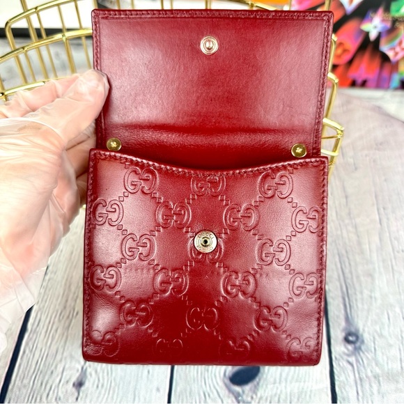 Gucci red leather mini Guccissima wallet crossbody - Picture 6 of 15